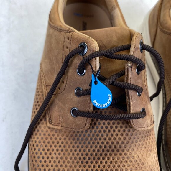 258460 MCGUFFEY MENS SHOE Size 10 M TAN OILED LEATHER JOHNSTON&MURPHY GOLF SHOE - Picture 8 of 13